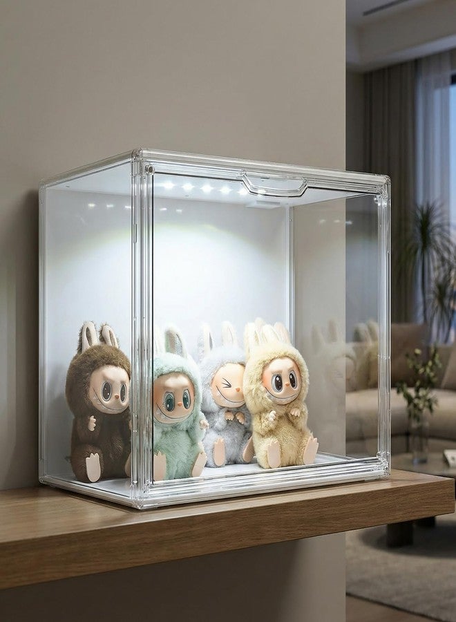 GUDEMAY Clear Showcase with Light, Dustproof Stackable Display Case for Collectibles, Figures, Shoes, Toys & Jewelry - Storage Box Support Voice Control Lighting - Image 1